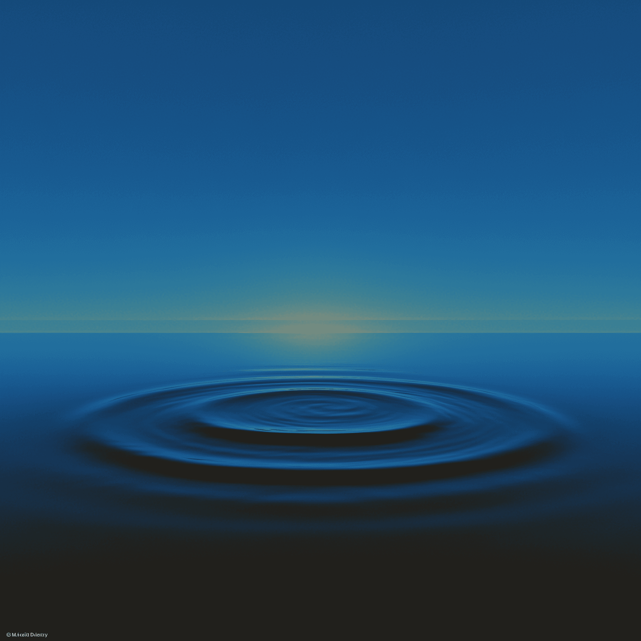 A single ripple on a calm, endless water surface